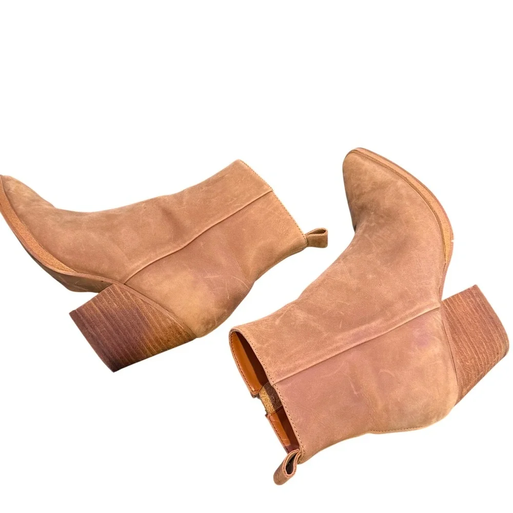 Tony Bianco Pointed Toe Leather Ankle Boots Size 6.5 Block Heel Western‎ BOHO
